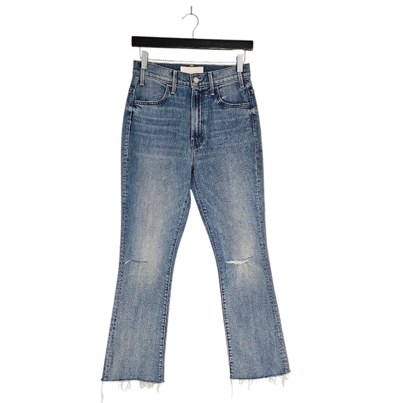 MOTHER Superior The Hustler Ankle Fray Straight Leg Distressed Blue Jeans 26 NWT